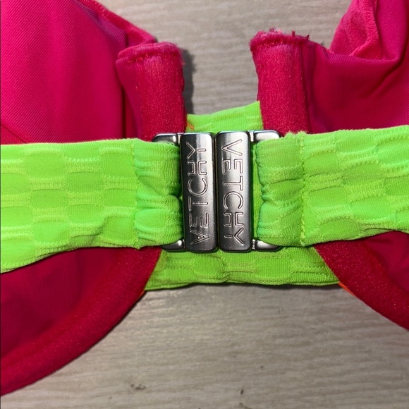 Pink and Orange Bikini with Bold Color Blocking - Picture 3 of 6